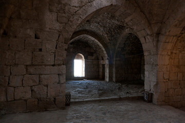 Syria Krak des Chevaliers castle on a cloudy summer day