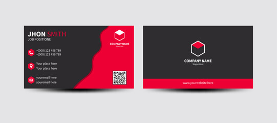Vector design formal red modern business card Clean Corporate Business Card Layout with Red Patterned Accents.