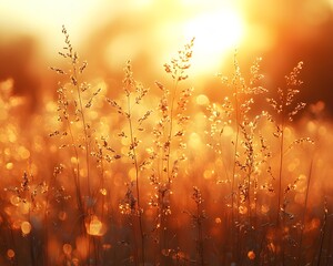 The serene image of a breeze through tall grass fields, bathed in warm, soft light, evokes calm and relaxation. Perfect as a soothing background for inspirational posters or wellness designs.