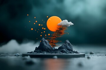 Pulsing luminous streams of binary data and algorithmic patterns surreal and glitch inspired manifesting upon a darkened futuristic plane unveiling the hidden beauty of the digital world