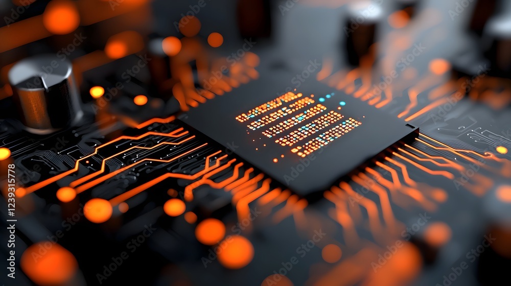 Poster radiant digital matrix of futuristic technology interconnected networks and glowing circuitry abstra