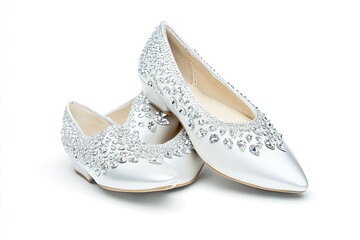 Naklejka premium White diamond flatshoes isolated on white background