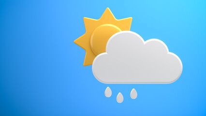 3D Weather forecast series: Sunshine, partly cloudy and little rain.