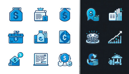 Finance & Business Icons Set &ndash; Money, Growth, Investment 