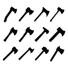 A set of axe vector silhouette,Medieval Weaponry silhouette,Metal Sword Old Medieval,silhouette of a tactical axe
