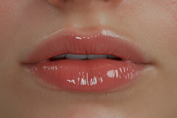 Naklejka premium Cropped image of a woman's face, chin and lips. Perfect, smooth, well-groomed skin, natural lips. Face lift. Advertising concept for natural beauty, skin care, cosmetology and cosmetic products
