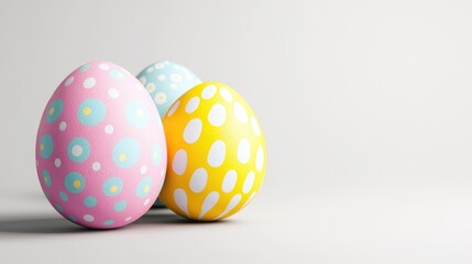 Fototapeta premium Pastel Easter eggs on white background (1)