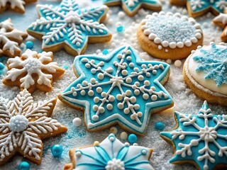 Winter Wonderland Food Photography: Snow Patterned Cake & Cookies