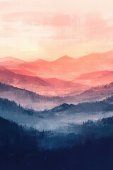 Fototapeta premium Serene mountain landscape at sunset with soft hues