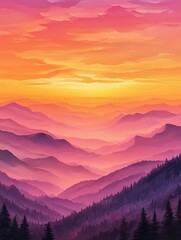 Obraz premium Colors of sunset over mountains create a serene atmosphere