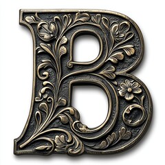 Decorative barocco letter B39 with intricate design for artistic applications