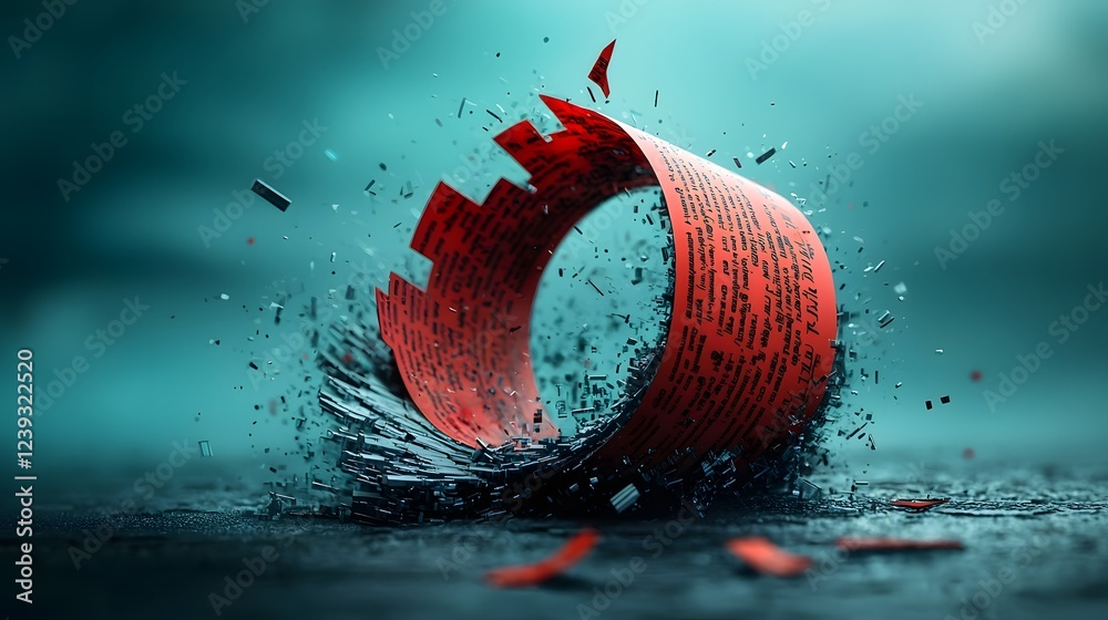 Poster shimmering digital vortices of computer script and symbols flow across a mysterious landscape evokin