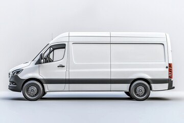 Delivery Van blank mockup with copy space and space for logotype realistic isolated on white background. Commercial Vehicle. Cargo Van. Blank Van for design. Delivery Van. Realistic Delivery Van.