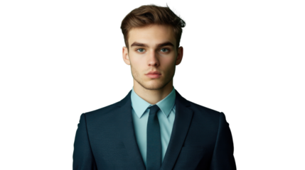 Serious businessman portrait on transparent background
