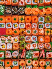 Delicious California Roll Sushi with Salmon and Orange Garnish