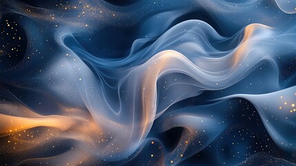Dynamic abstract waves in cosmic blue digital art ethereal atmosphere fluid motion artistic perspective