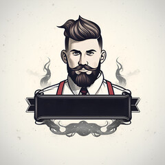 person with a banner fur barbershop