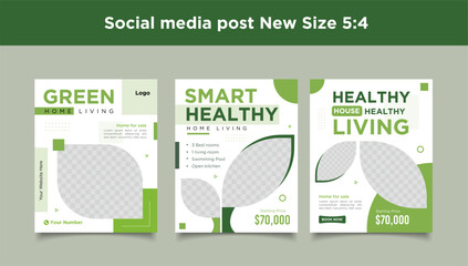 Smart eco and healthy Real estate house property post or square web banner template