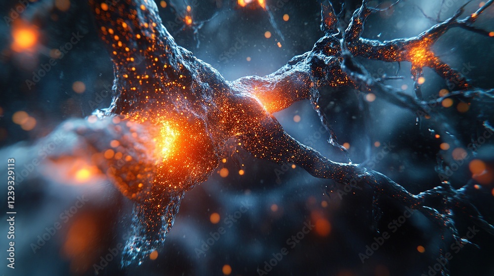 Poster dynamic neural network visualization lab environment digital art abstract concept close-up view scie