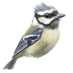 Fototapeta premium Colorful Blue Bird Portrait with Soft White Background and Detail