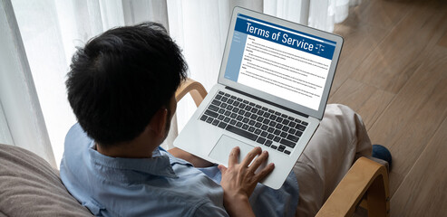 Online term of service conditions showing brisk rules and regulations in using the website on...