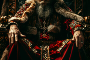 Naklejka premium Portrait of a medieval king in crown made generative AI