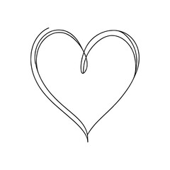 Heart hand drawn. Continuous line art of love symbol. Vector illustration.