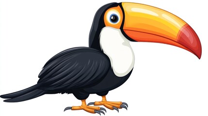 Naklejka premium Toucan bird profile, tropical rainforest background, wildlife illustration, educational use