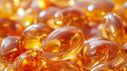 Close-up of Golden Nutritional Capsules
