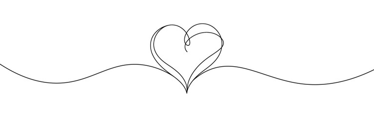 Heart hand drawn. Continuous line art of love symbol. Vector illustration.