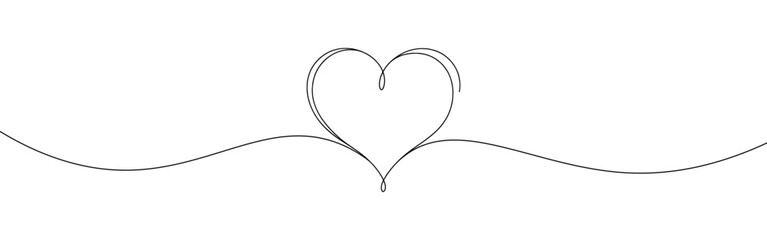Heart hand drawn. Continuous line art of love symbol. Vector illustration.