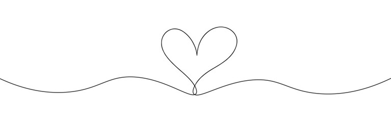 Heart hand drawn. Continuous line art of love symbol. Vector illustration.