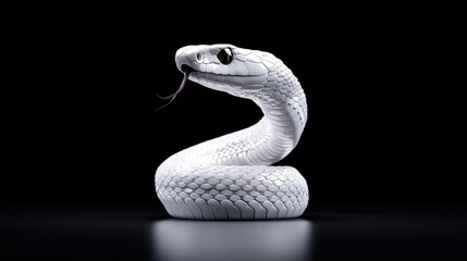 Fototapeta premium Albino snake coiled, dark background, wildlife, nature photography