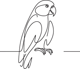 Elegant Parrot Line Drawing Vector Design