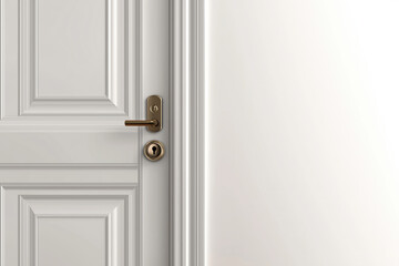 Obraz premium Elegant white door with polished doorknob and detailed frame in modern interior