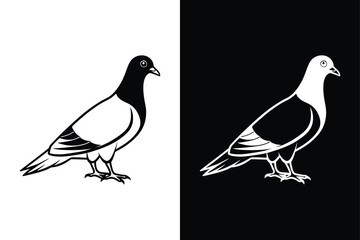 Obraz premium Versatile Pigeon Silhouette Vector with Black and White Aesthetic.