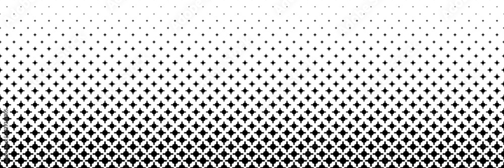 Poster horizontal halftone of modern black sharp crossed shape design for pattern and background.