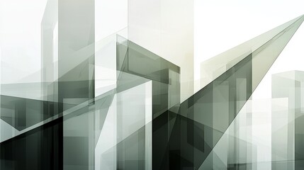 Abstract Geometric Shapes in Shades of Gray and Green Tones