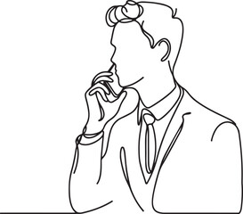 Simple Line Drawing of a Businessman Making a Call &ndash; Vector
