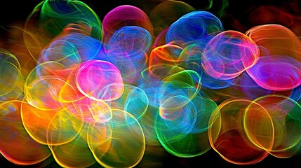 Colorful Abstract Bubble Patterns with Vibrant Light Effects