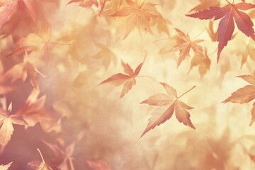 Fototapeta premium Autumn Leaves Falling - Warm, Soft, Nature, Seasonal, Background Image