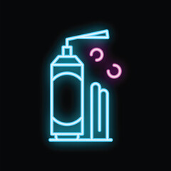 Neon sign representing a spray deodorant being used on an armpit with deodorant drops