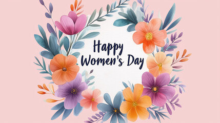 The background with flowers with the phrase "Happy Women's Day"!
