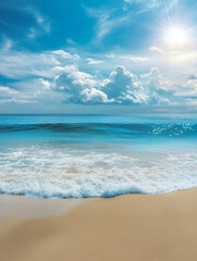 Fototapeta premium Clear turquoise waves gently washing onto sandy beach