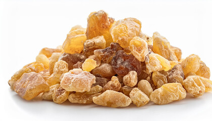 frankincense or olibanum fragrant resin isolated on white background used in incense and perfumes