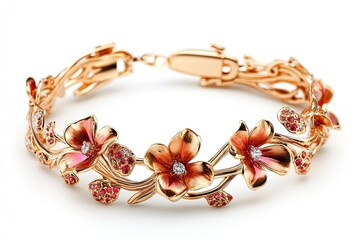 Gold bracelet isolated on white background