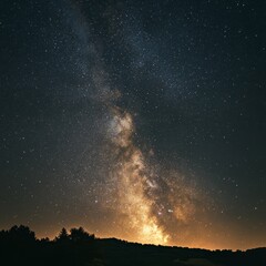 Milky way and stars in the night sky. Nature background.