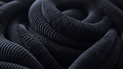 Abstract 3D Black Spiral Curves with Smooth Elegant Lines and Texture