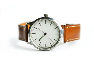 Leather watch isolated on white background