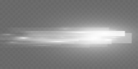 Glowing light streak with motion blur on transparent background, speed effect for digital design and visual effects.